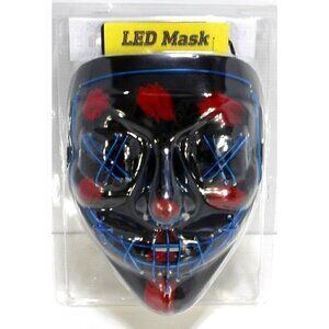 LED lighted Halloween mask black, blue & red adult size, NEW